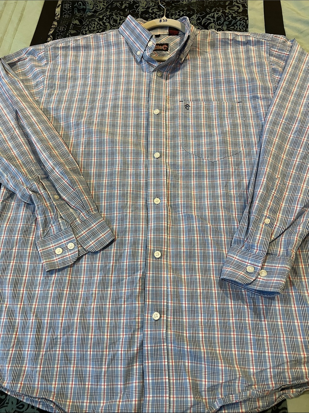 RAFTER C Men's Button-Down Plaid Dress Shirt - Blue/White/Red